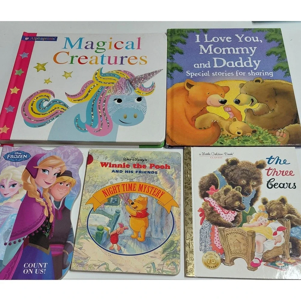 Lot of 5 Children's Books Disney Frozen Winnie the Pooh Three Bears Unicorn